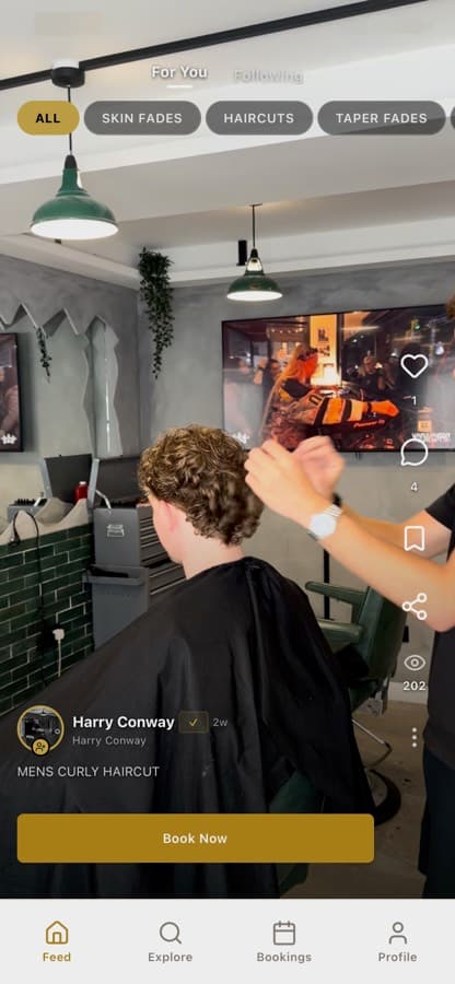 Appointo on iPhone: discover Harry Conway’s curly haircut and book directly from his work